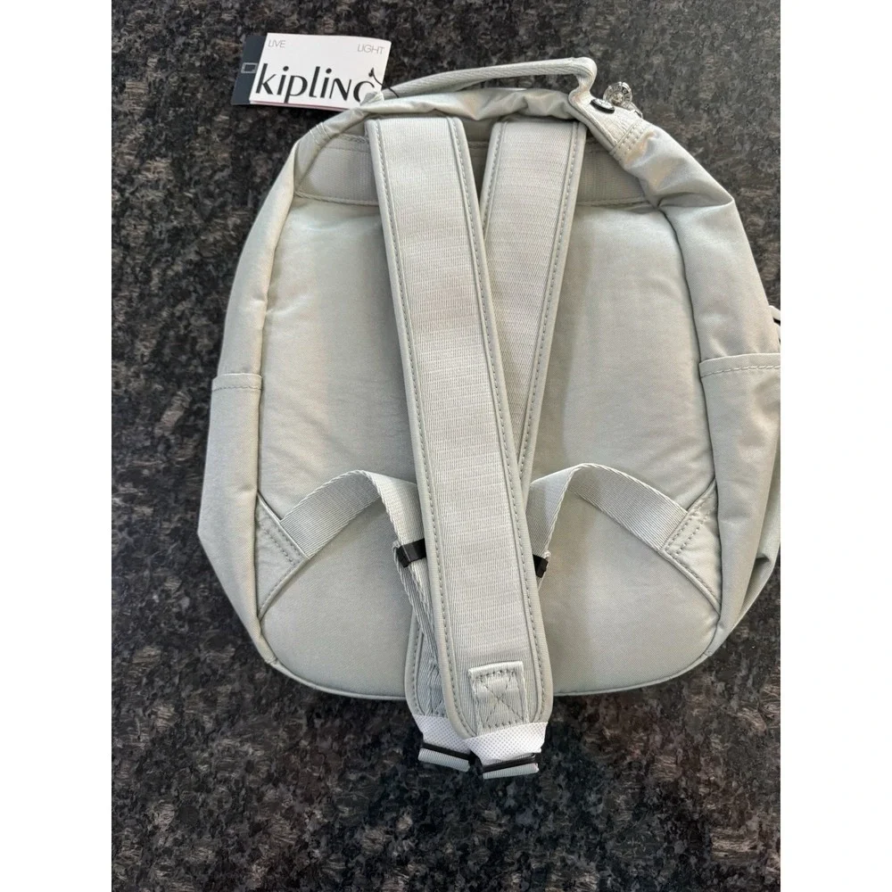 Kipling Seoul Small‎ Tablet Backpack. NWT Silver Metallic